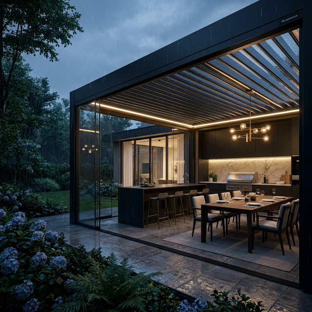 Render Fachada com Pérgola